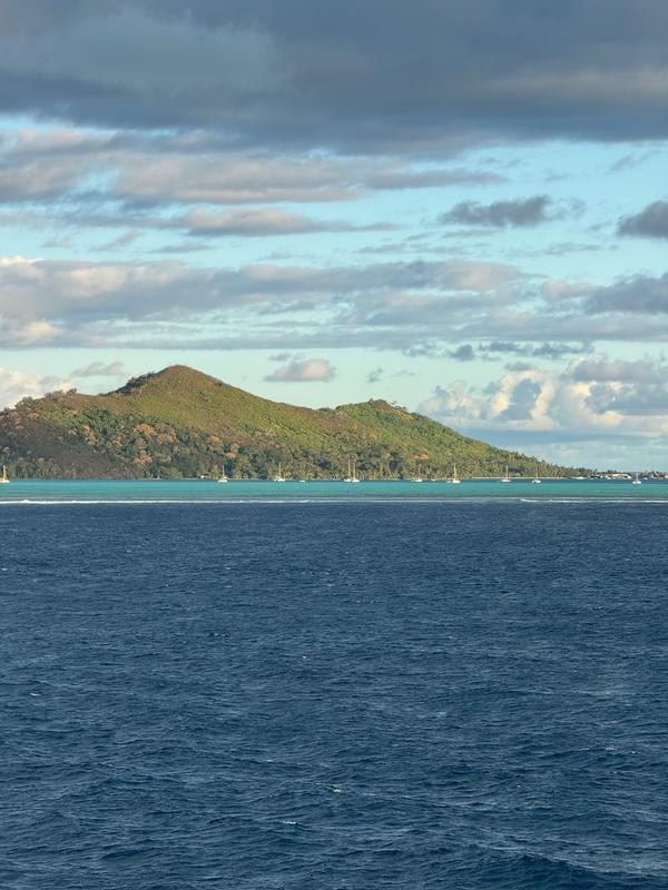 Bora Bora's lagoon and Mt. Otemanu rising from turquoise water