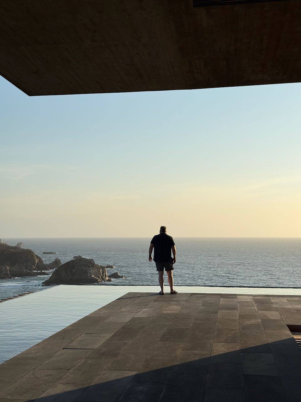 The pool's edge at golden hour