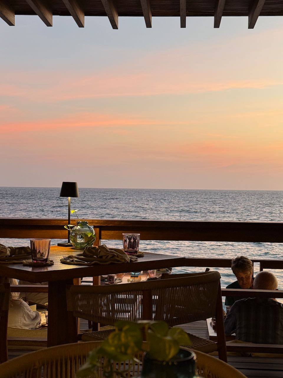 Sunset table by the water