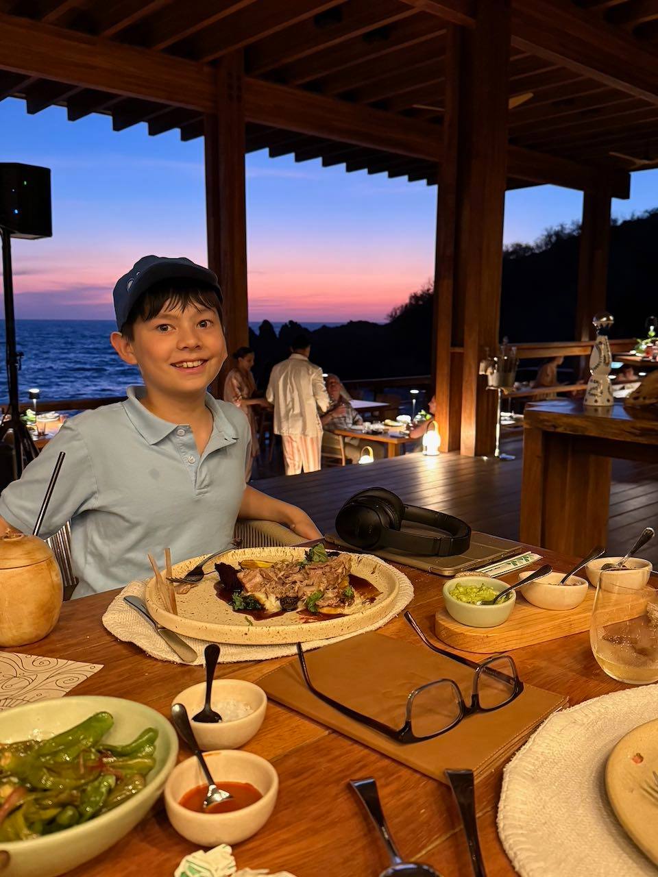 Dinner at sunset by the water